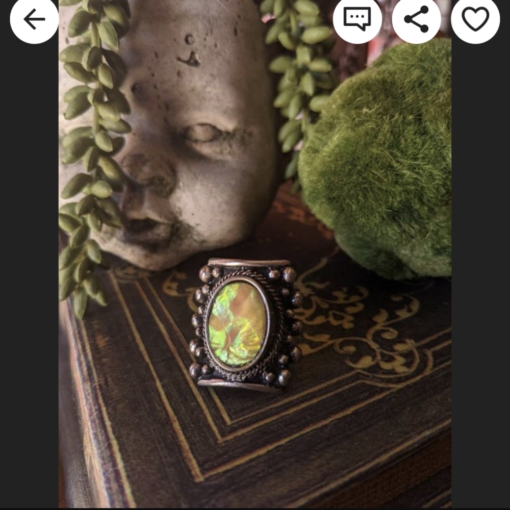 Synthetic opal statement ring - Picture 4 of 7